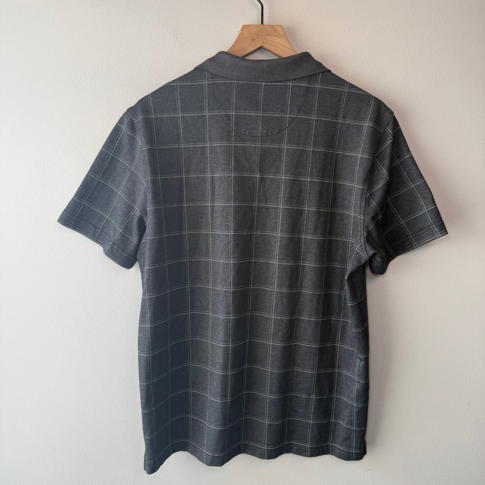 Van Heusen Men's Short Sleeve Plaid Polo Shirt Gray Size Medium - Picture 4 of 4